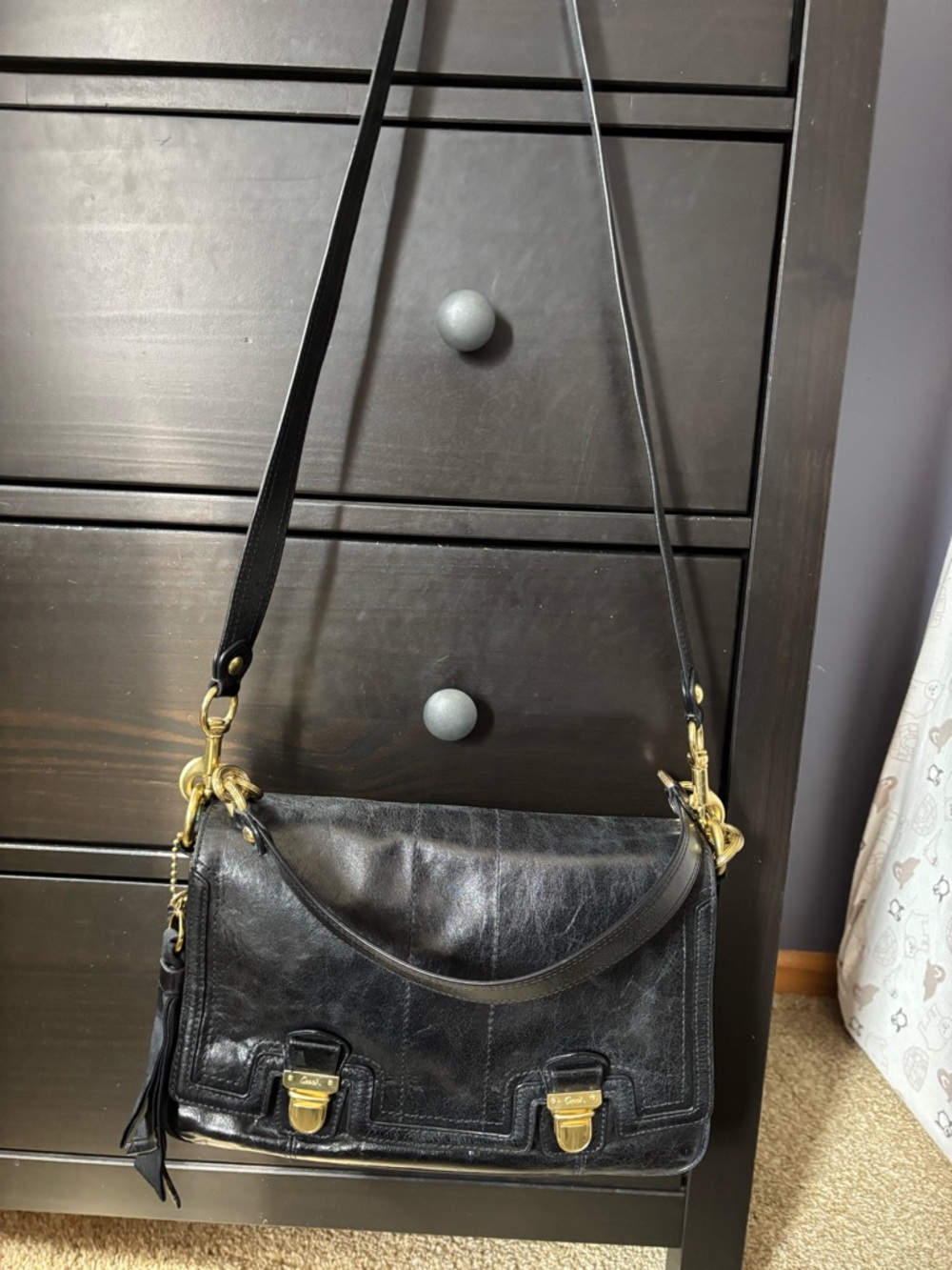 Vintage Y2K Coach Black Leather Poppy Collection Handbag 17925 - Picture 3 of 7